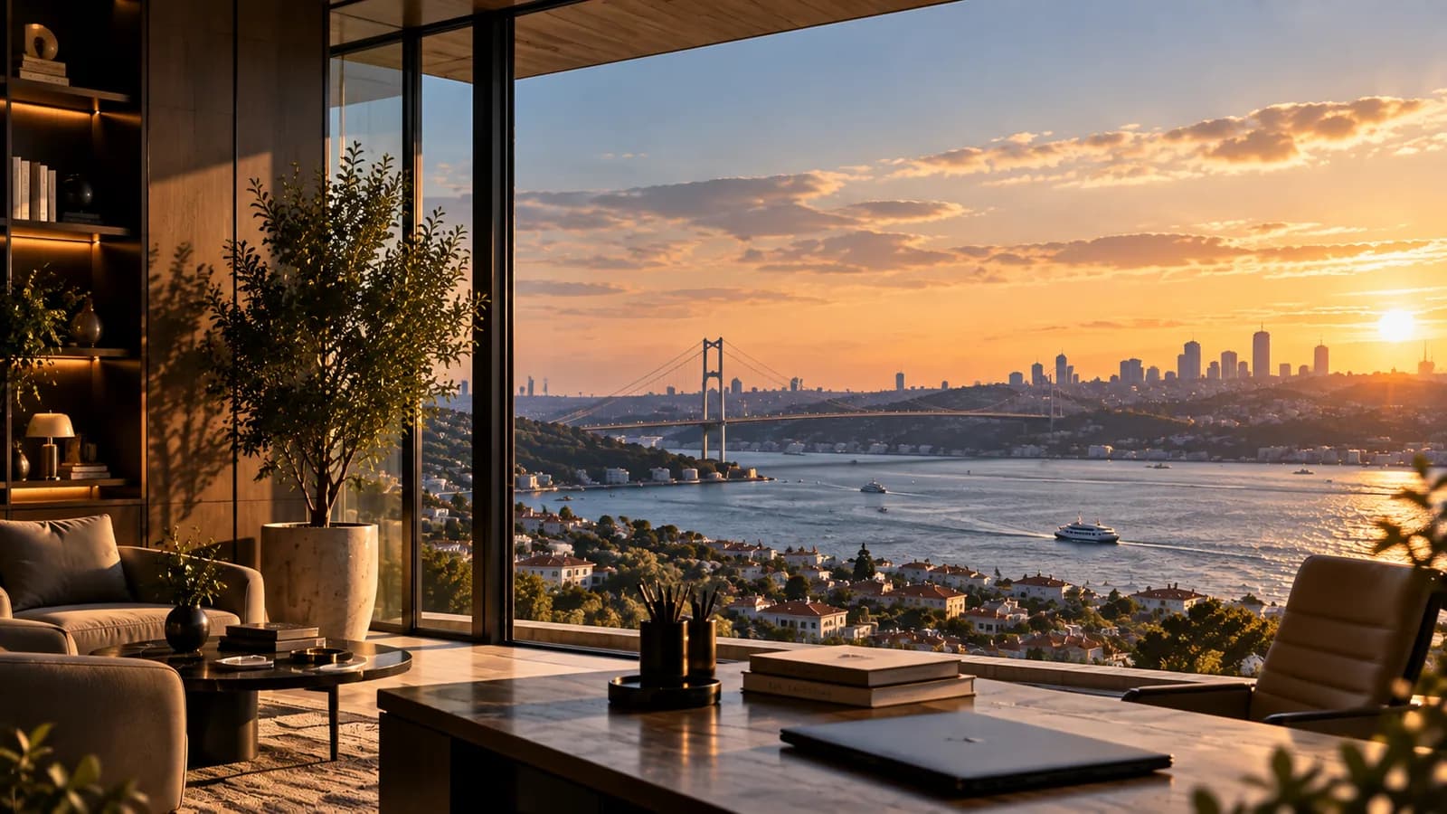 Istanbul living space overlooking the Bosphorus