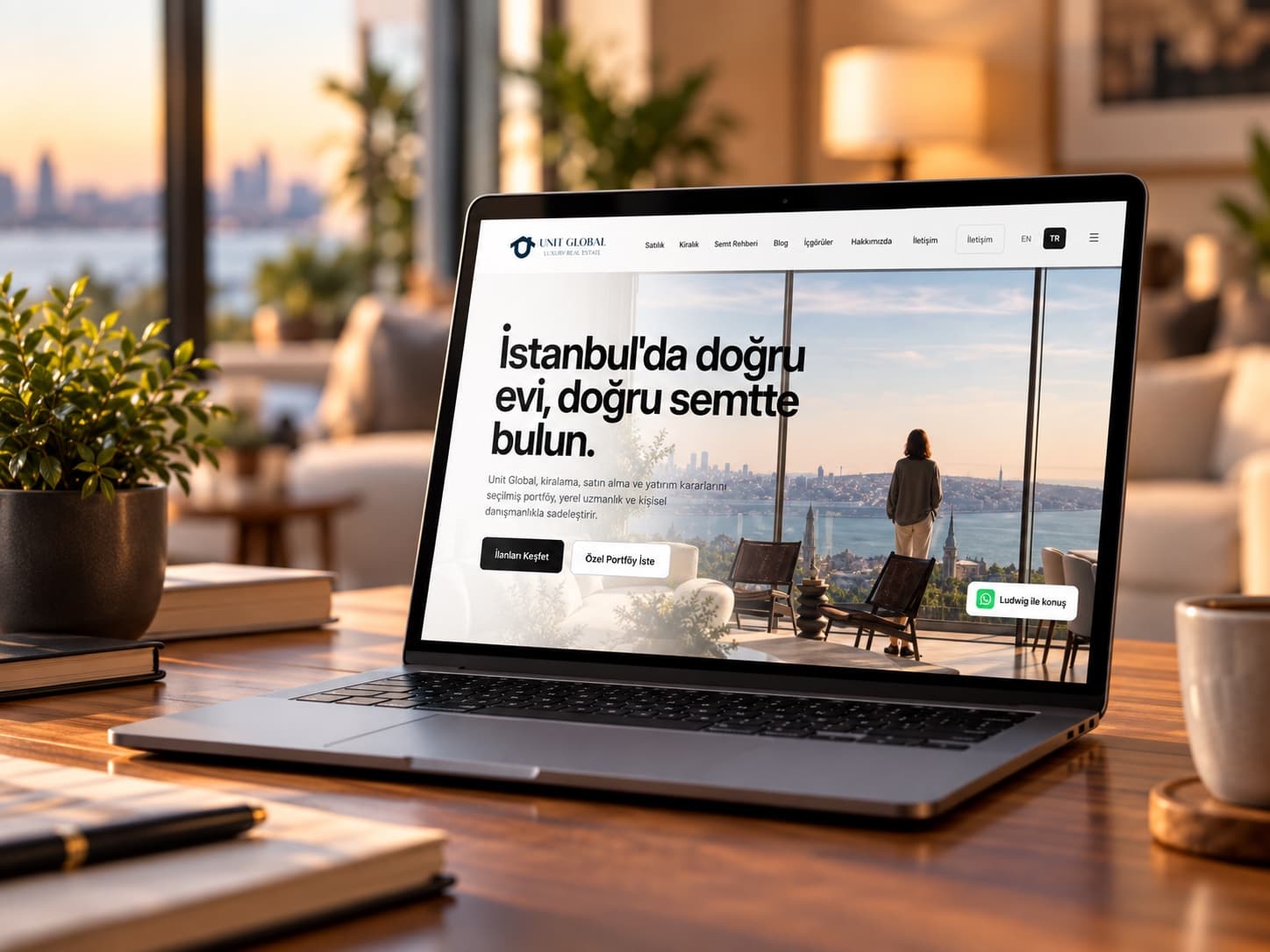 İstanbul'da bir mülkün dijital ortamda sunulmasını temsilen bilgisayar ekranı