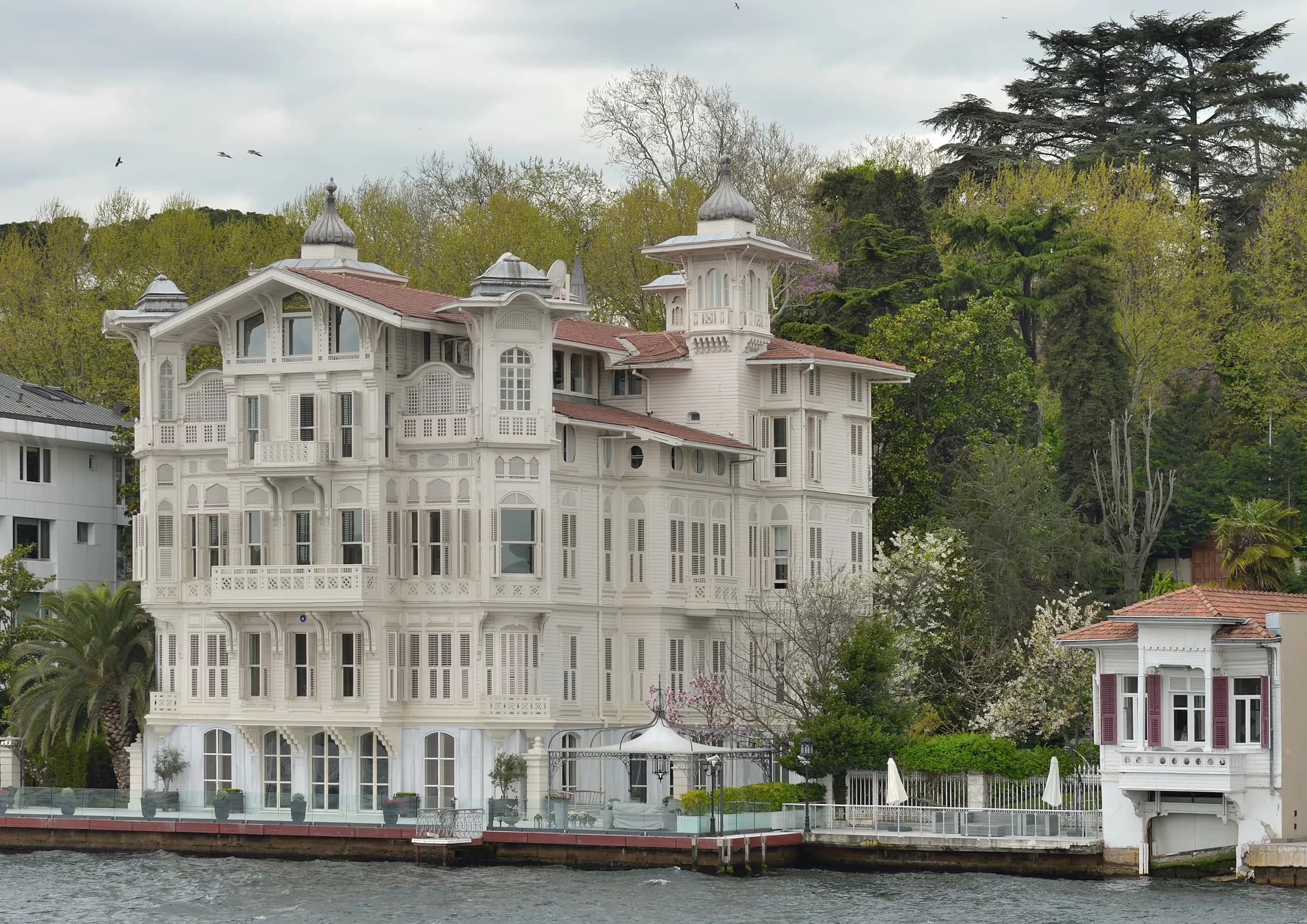 Historic wooden waterfront architecture on the Yenikoy Bosphorus line